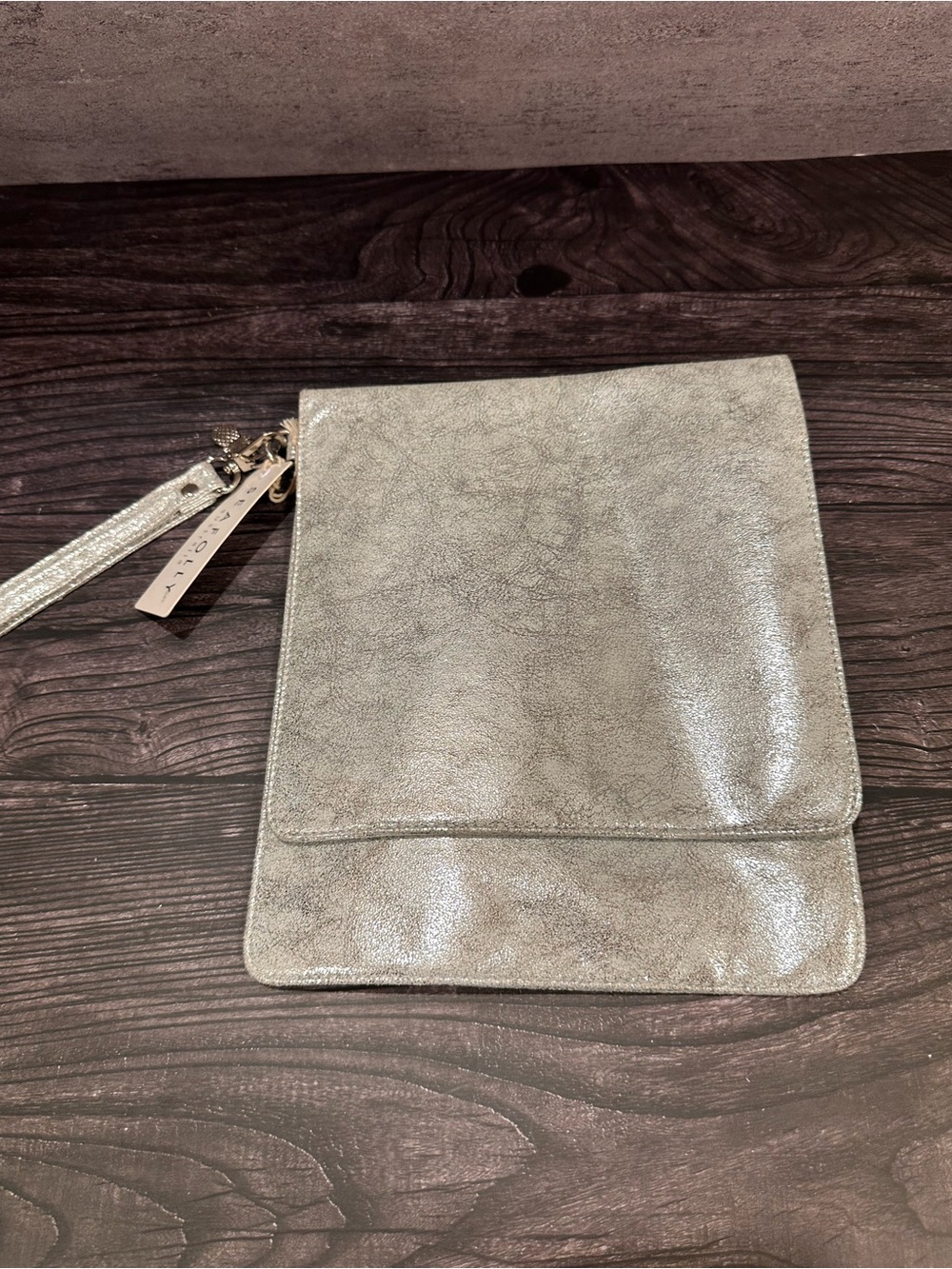 Seafolly Australia Metallic Silver Foldover Wristlet Clutch Bag New With Tag